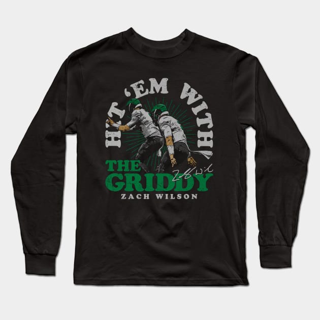 Zach Wilson New York J Griddy Celebration Long Sleeve T-Shirt by Chunta_Design